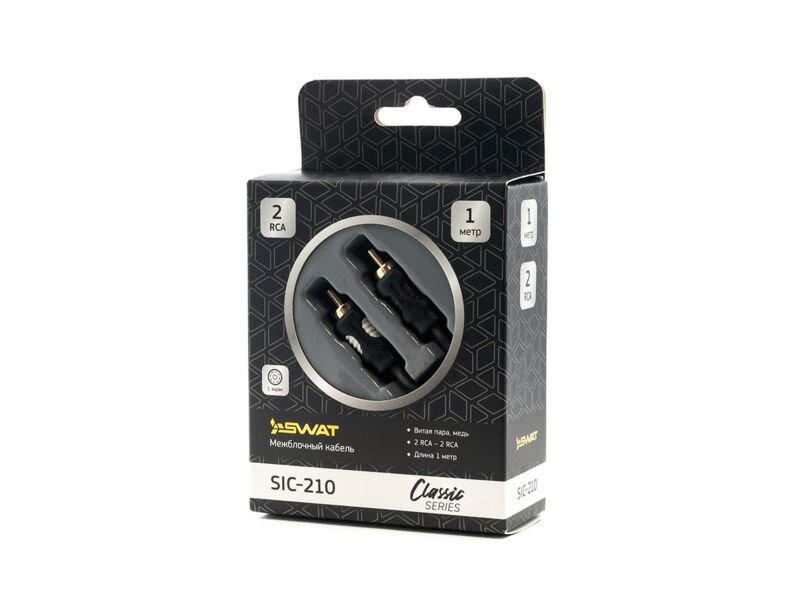 SWAT SIC-210 межблочный кабель 2RCA-2RCA 1.0м, витая пара, 1 экран, медь