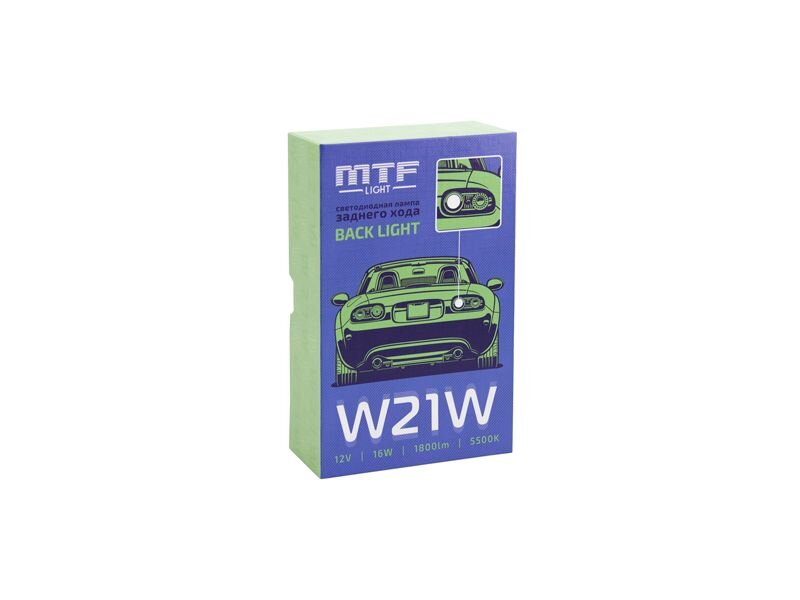 Светодиодная лампа MTF Light W21W серия BACK LIGHT в фонарь заднего хода, 12В, 10Вт, 5000К