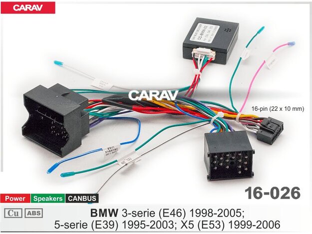 CARAV 16-026 Провода для подкл.Android ГУ (16-pin) для BMW