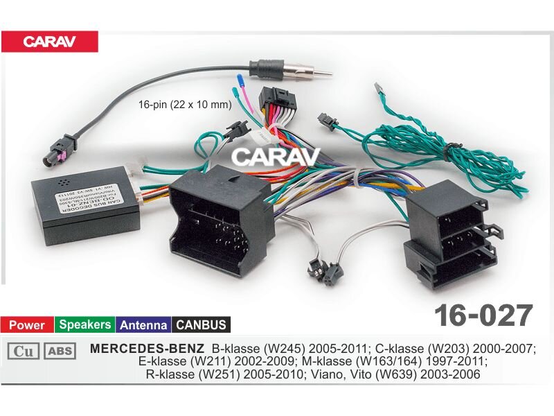 CARAV 16-027 Провода для подкл.Android ГУ (16-pin) для Mercedes-Benz