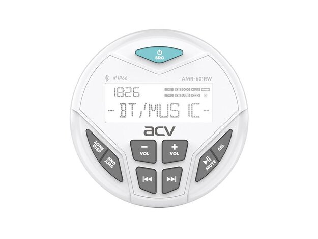 ACV MARINE AMR-601RW Морской ресивер круглый/белый /4х50Вт/Bluetooth/USB/SD/FM/AM