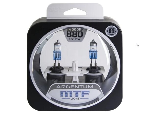 Галогенные автолампы серия ARGENTUM +80% H27 (880), 12V, 27W, комплект 2 шт.
