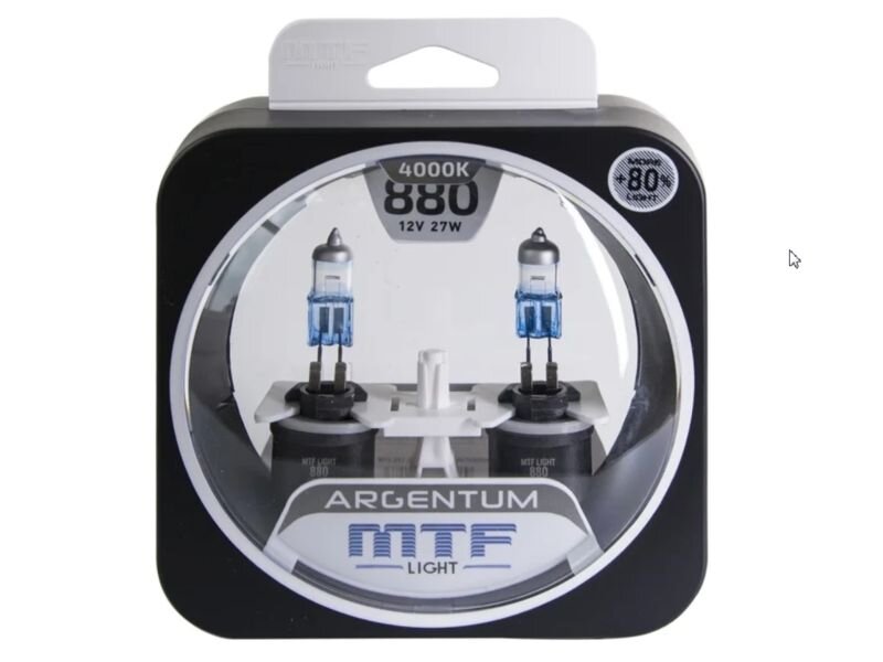 Галогенные автолампы серия ARGENTUM +80% H27 (880), 12V, 27W, комплект 2 шт.
