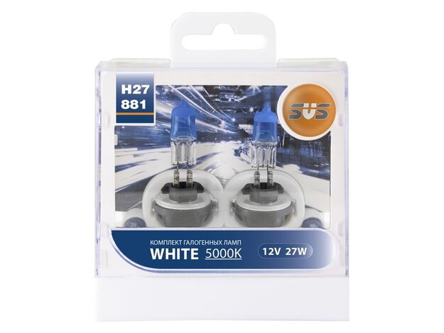 Галогенные автолампы серия ARGENTUM +80% H27 (881), 12V, 27W, комплект 2 шт.